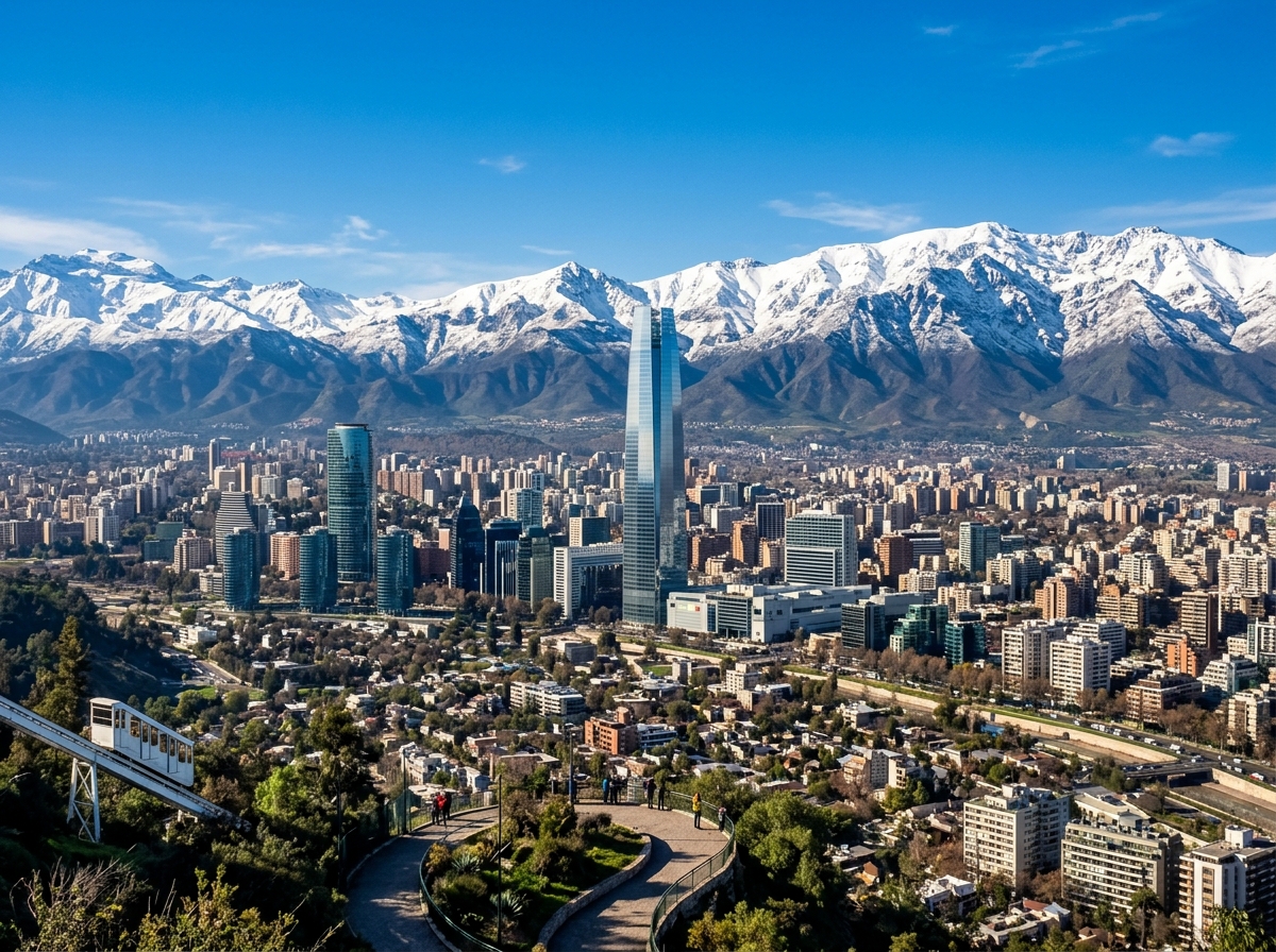 Santiago do Chile com a Cordilheira dos Andes